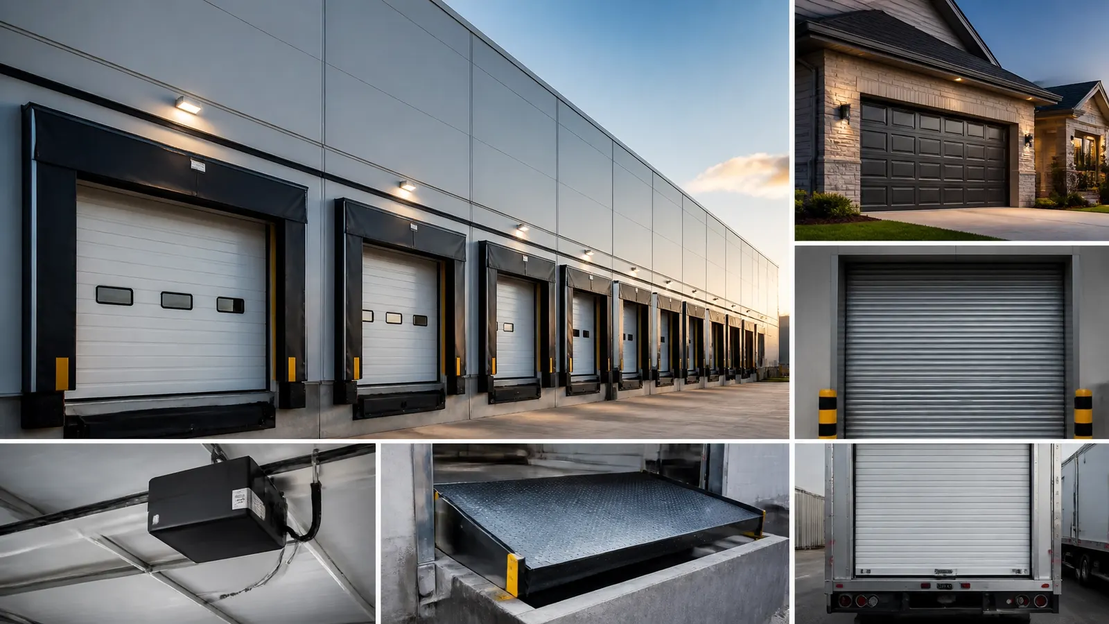 Technician servicing a commercial garage door system